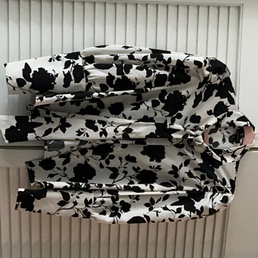 Black and White Floral Blouse